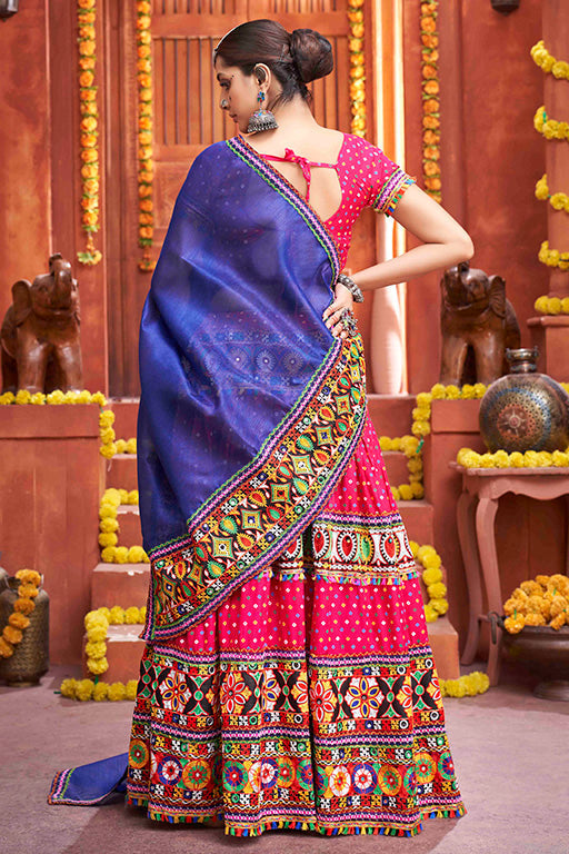 Rani Pink Colour Cotton Silk Navratri Lehenga Choli VSLC1240078