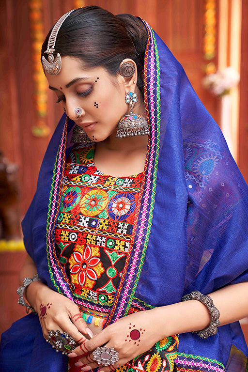 Rani Pink Colour Cotton Silk Navratri Lehenga Choli VSLC1240078