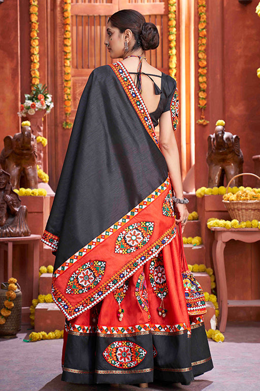 Red Colour Art Silk Navratri Lehenga Choli VSLC1240070