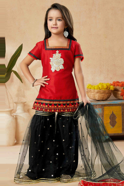 Red Colour Art Silk Sharara Suit VSGW1070751