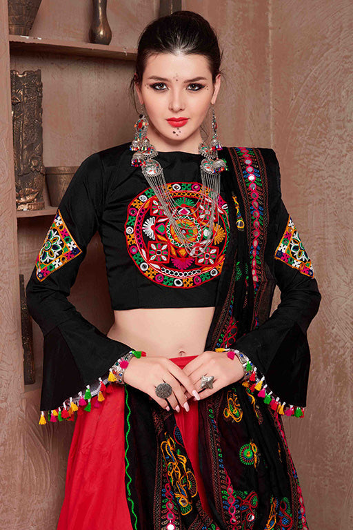 Red Colour Cotton Navratri Lehenga Choli VSLC1240081