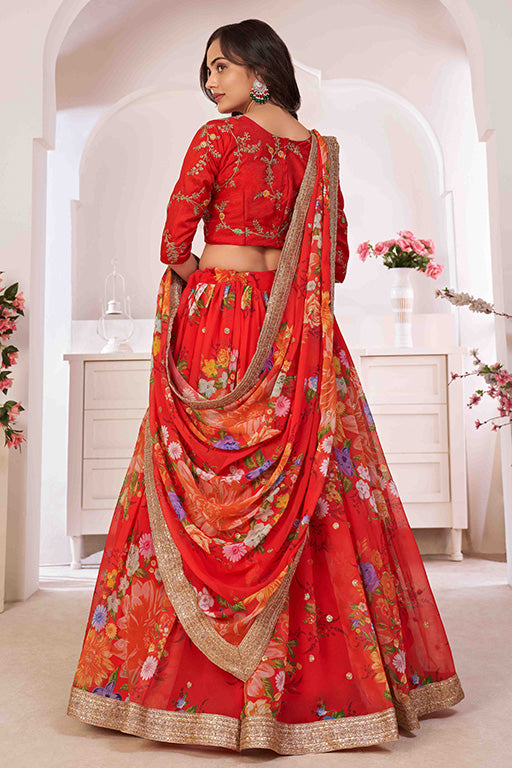 Red Colour Georgette Designer Lehenga Choli VSLC1240043