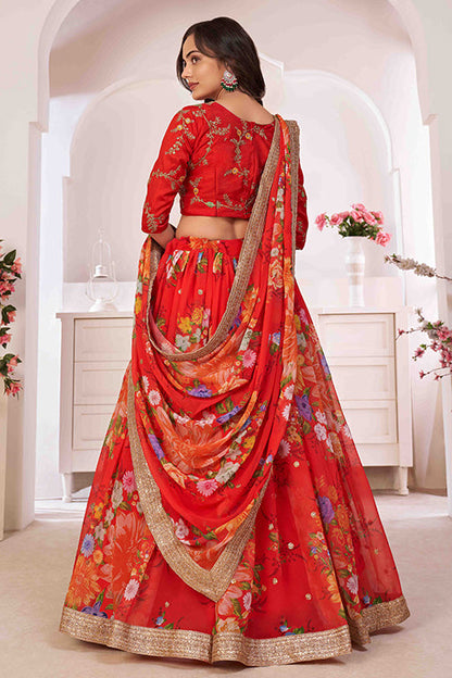 Red Colour Georgette Designer Lehenga Choli VSLC1240043
