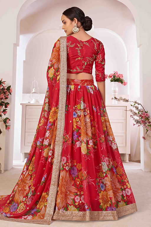 Red Colour Georgette Designer Lehenga Choli VSLC1240049
