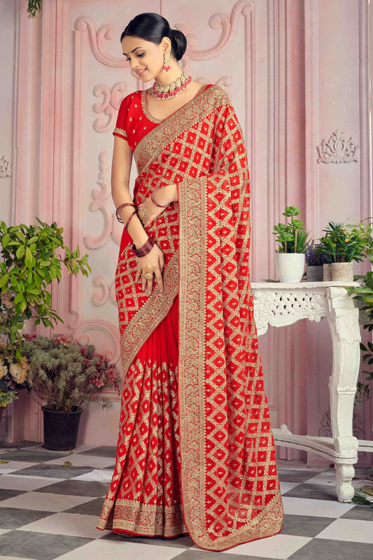 Red Colour Georgette Designer Saree VSSD1090488