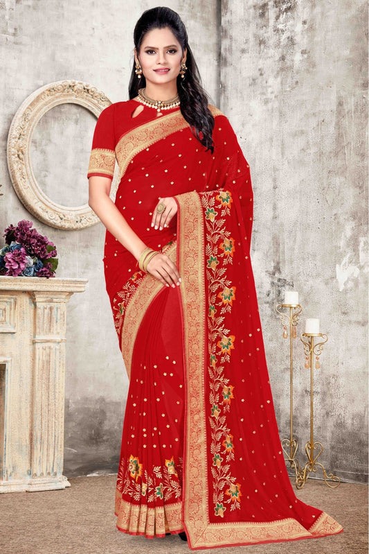 Red Colour Georgette Designer Saree VSSD1120693