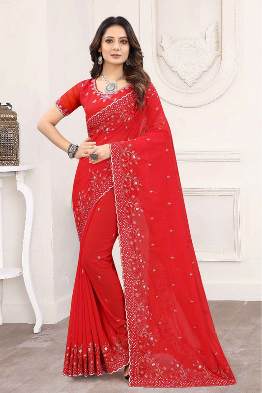 Red Colour Georgette Designer Saree VSSD1120848