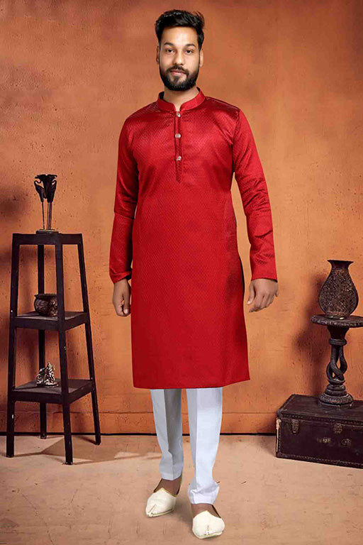 Red Colour Kurta Pajama In Brocade VSKP1210220