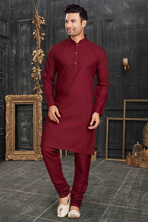 Red Colour Kurta Pajama In Cotton VSKP1210171