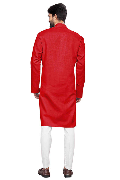 Red Colour Kurta Pajama In Cotton VSKP1210208