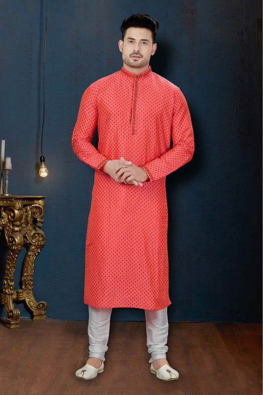 Red Colour Kurta Pajama In Dupioni Fabric VSKP1040068