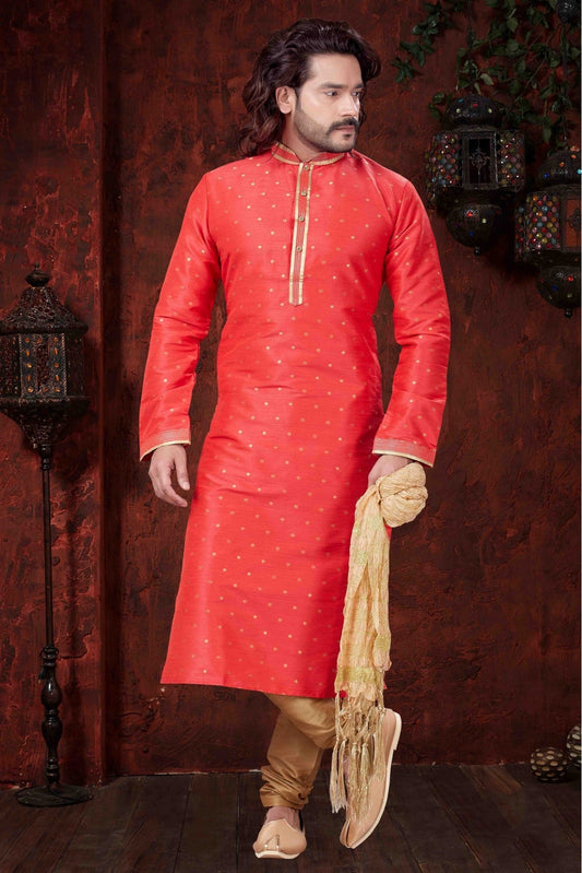Red Colour Kurta Pajama In Silk Fabric VSKP1040049