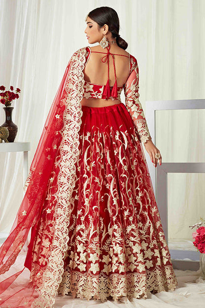 Red Colour Net Designer Lehenga Choli VSLC1240008