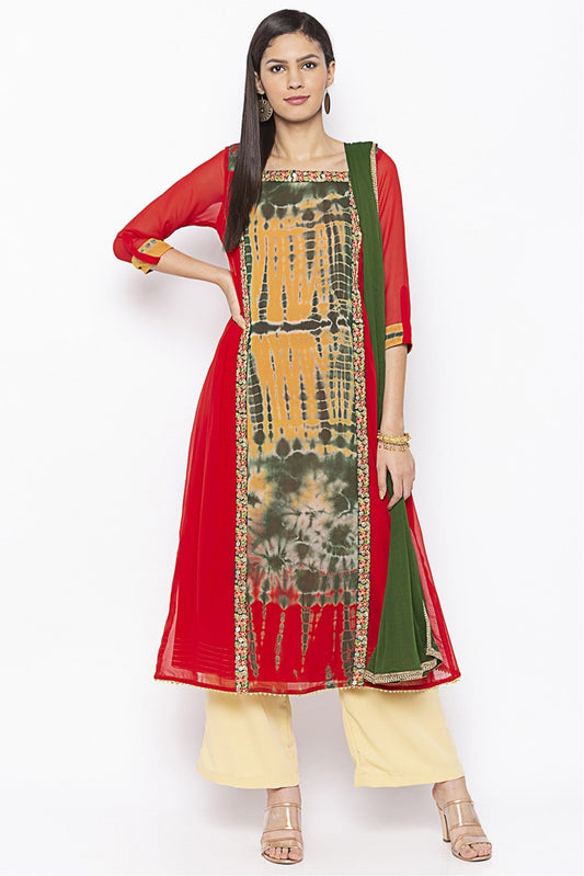 Red Colour Plus Size Stitched Georgette Embroidery Palazzo Pant Suit VSSS1070273