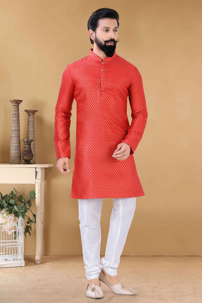 Red Colour Silk Kurta Pajama VSKP1130112