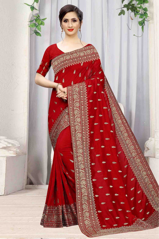 Red Colour Vichitra Silk Designer Saree VSSD1090066