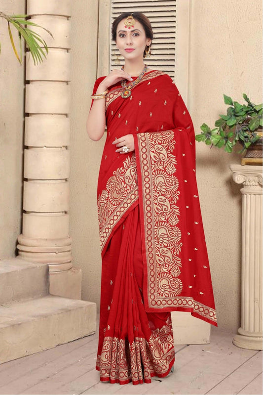 Red Colour Vichitra Silk Designer Saree VSSD1120672