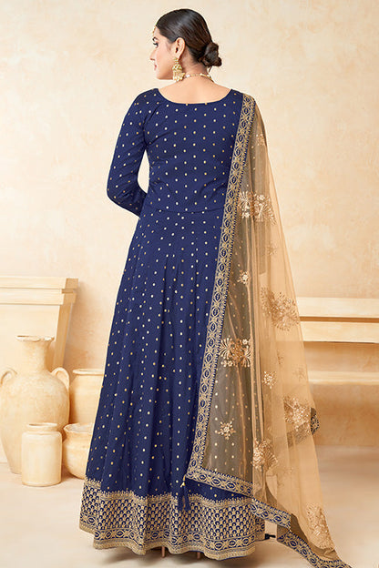 Royal Blue Colour Taffeta Silk Anarkali Suit VSSM1050351