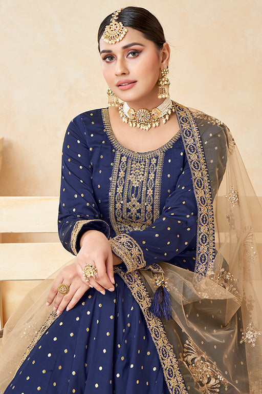 Royal Blue Colour Taffeta Silk Anarkali Suit VSSM1050351