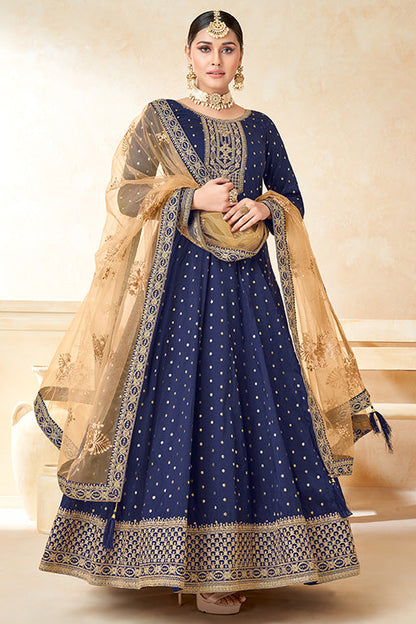 Royal Blue Colour Taffeta Silk Anarkali Suit VSSM1050351