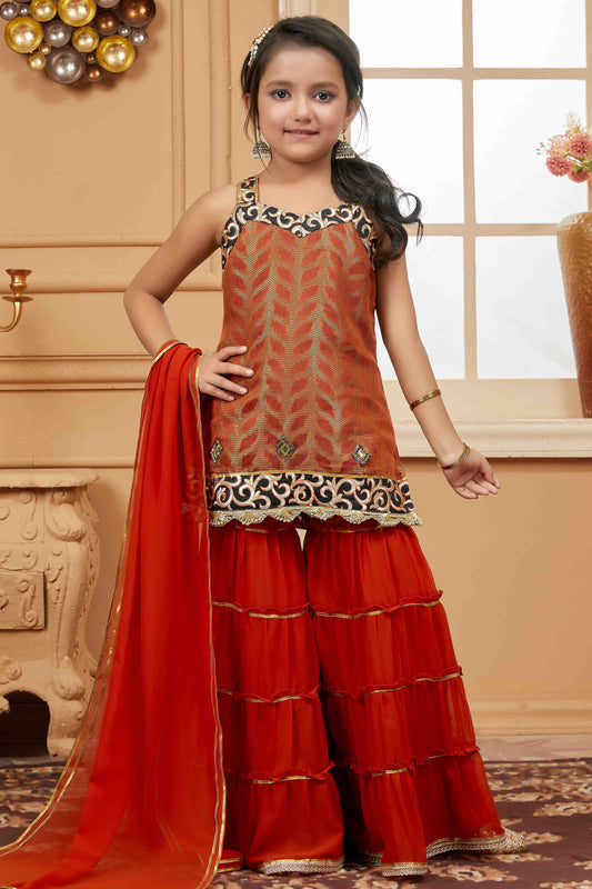 Rust Colour Brocade Sharara Suit VSGW1070735