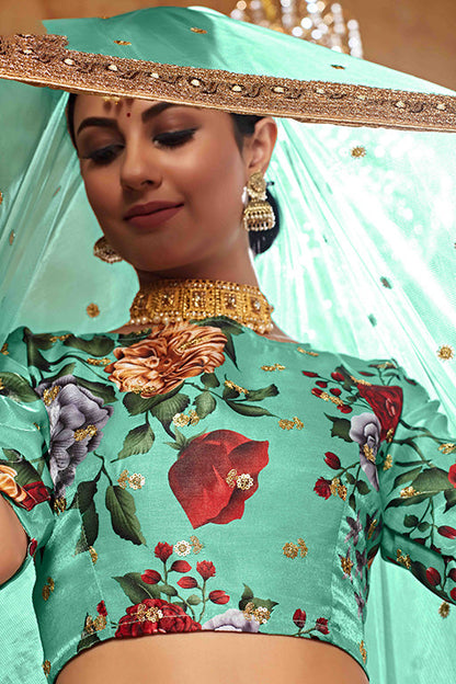 Sea Green Colour Art Silk Designer Lehenga Choli VSLC1240041
