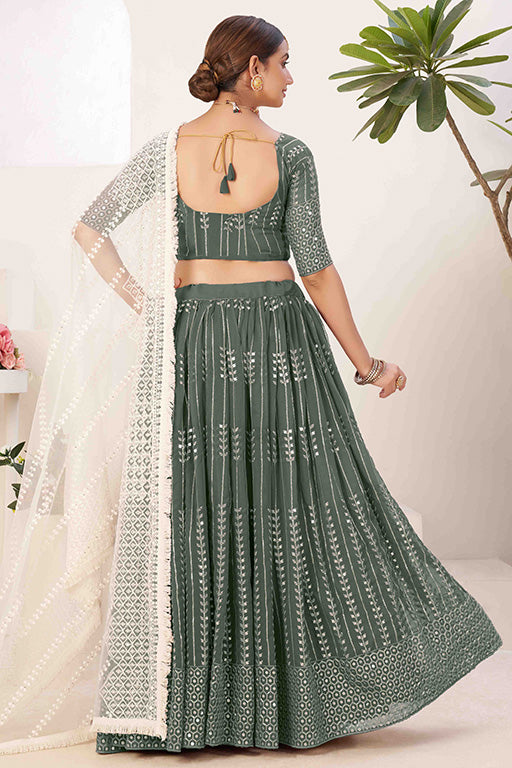 Sea Green Colour Georgette Designer Lehenga Choli VSLC1240100