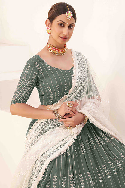 Sea Green Colour Georgette Designer Lehenga Choli VSLC1240100