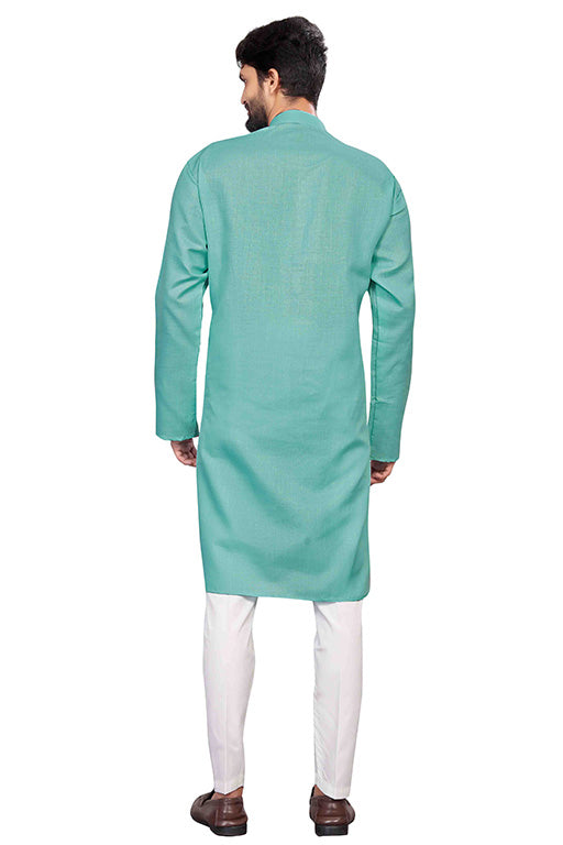 Sea Green Colour Kurta Pajama In Cotton VSKP1210204