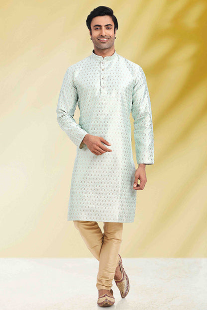 Sea Green Colour Kurta Pajama In Jacquard VSKP1210270