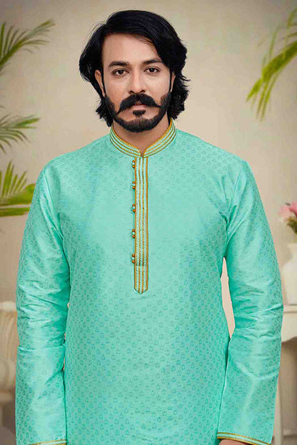 Sea Green Colour Kurta Pajama In Silk VSKP1210239