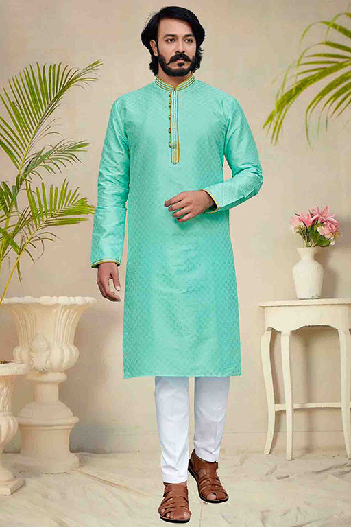 Sea Green Colour Kurta Pajama In Silk VSKP1210239