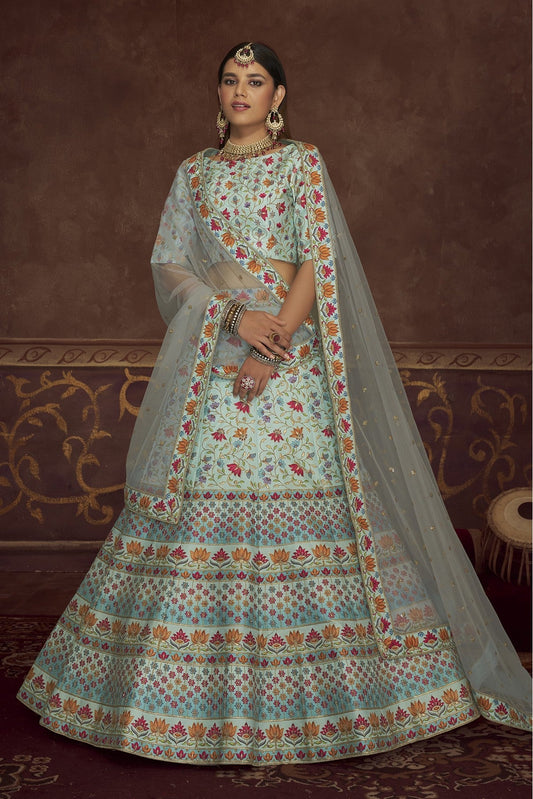 Sky Blue Colour Art Silk Embroidery Lehenga Choli VSLC1150116