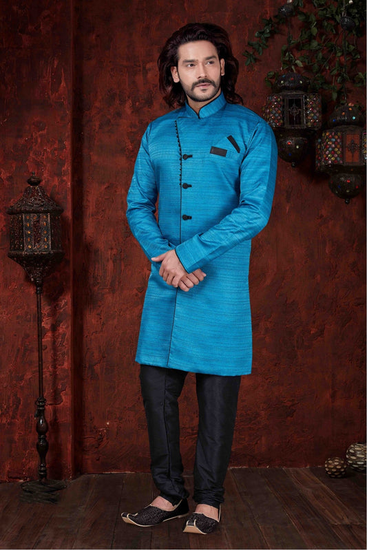 Sky Blue Colour Kurta Pajama In Silk Fabric VSKP1040042