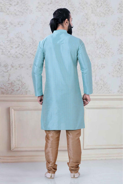 Sky Blue Colour Silk Festival Wear Kurta Pajama VSKP1130073