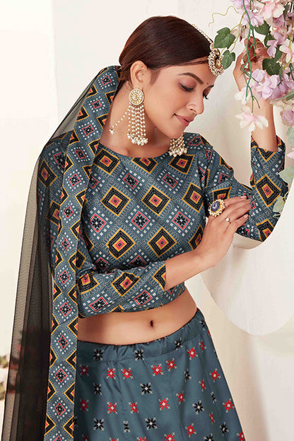 Slate Blue Colour Silk Designer Lehenga Choli VSLC1240089