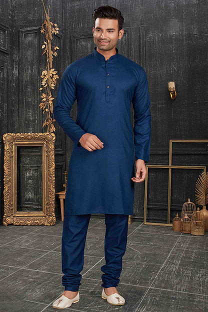 Teal Colour Kurta Pajama In Cotton VSKP1210170
