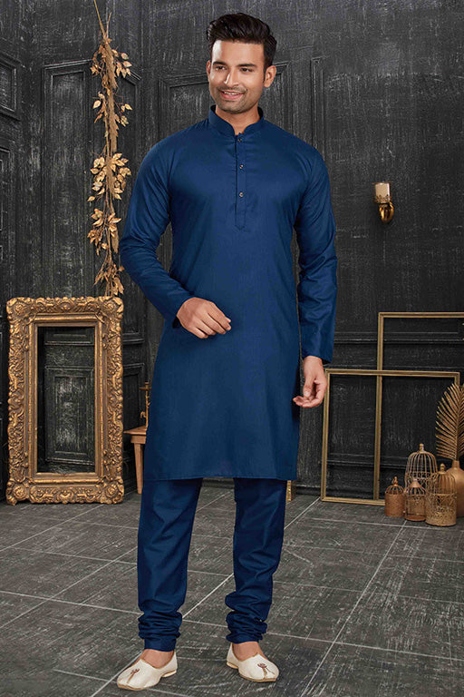 Teal Colour Kurta Pajama In Cotton VSKP1210170