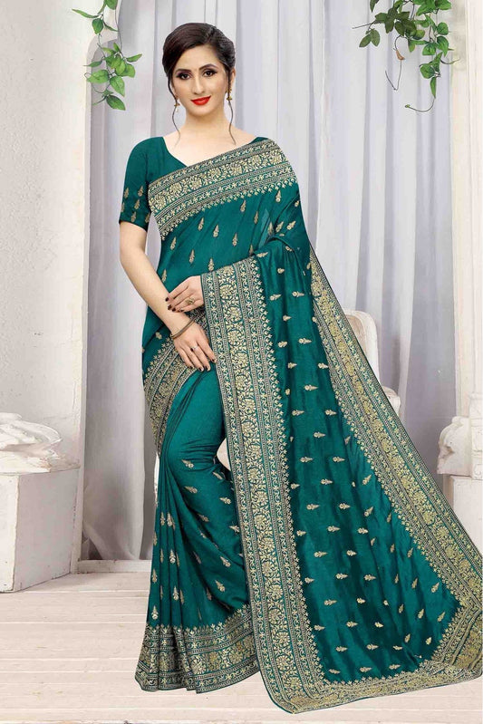 Teal Colour Vichitra Silk Designer Saree VSSD1090069