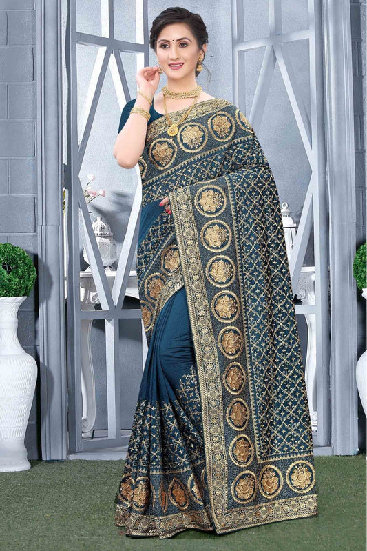 Teal Colour Vichitra Silk Designer Saree VSSD1090169