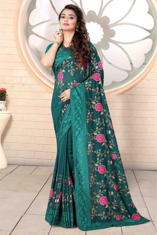 Teal Colour Vichitra Silk Designer Saree VSSD1120724