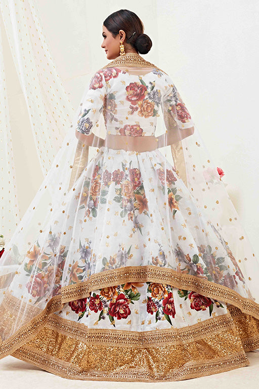 White Colour Banglori Satin Designer Lehenga Choli VSLC1240030