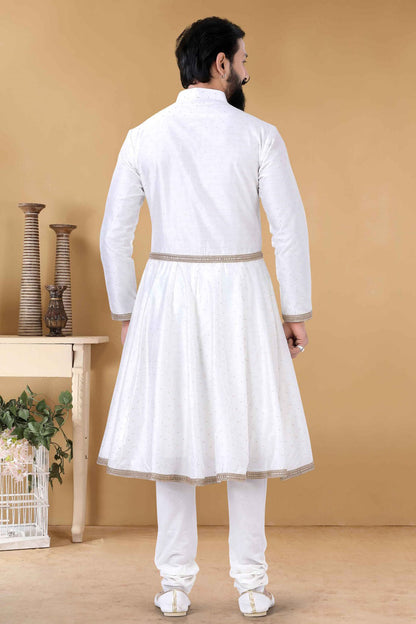 White Colour Chanderi Silk Kurta Pajama VSKP1130106