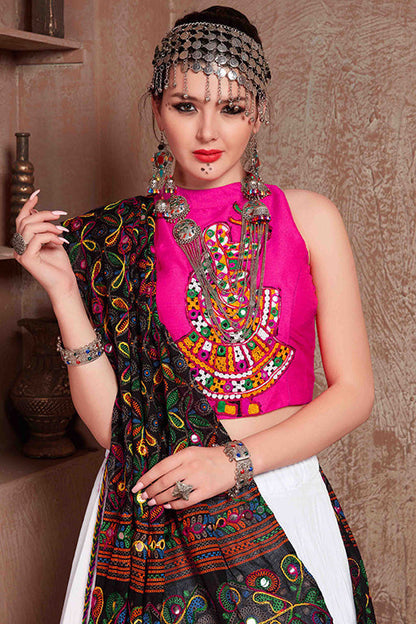 White Colour Cotton Navratri Lehenga Choli VSLC1240082