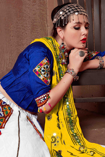 White Colour Cotton Navratri Lehenga Choli VSLC1240083