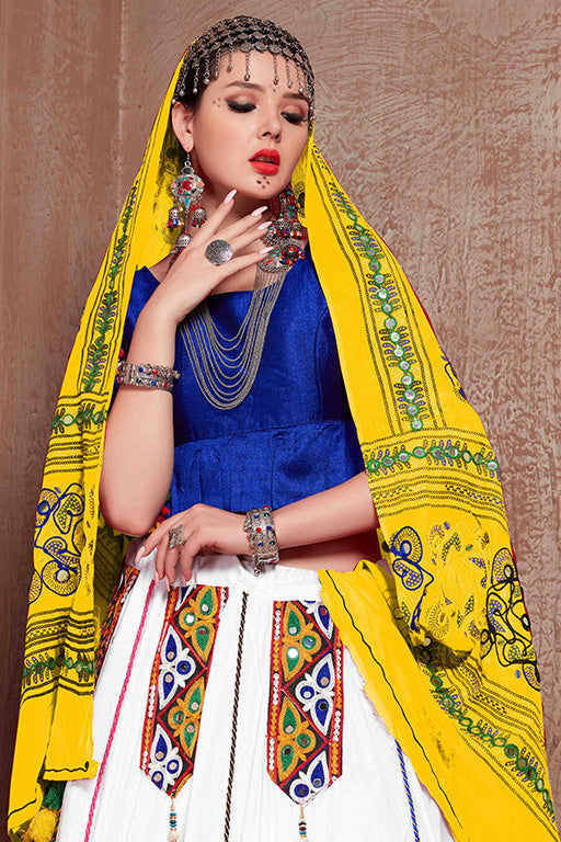 White Colour Cotton Navratri Lehenga Choli VSLC1240083