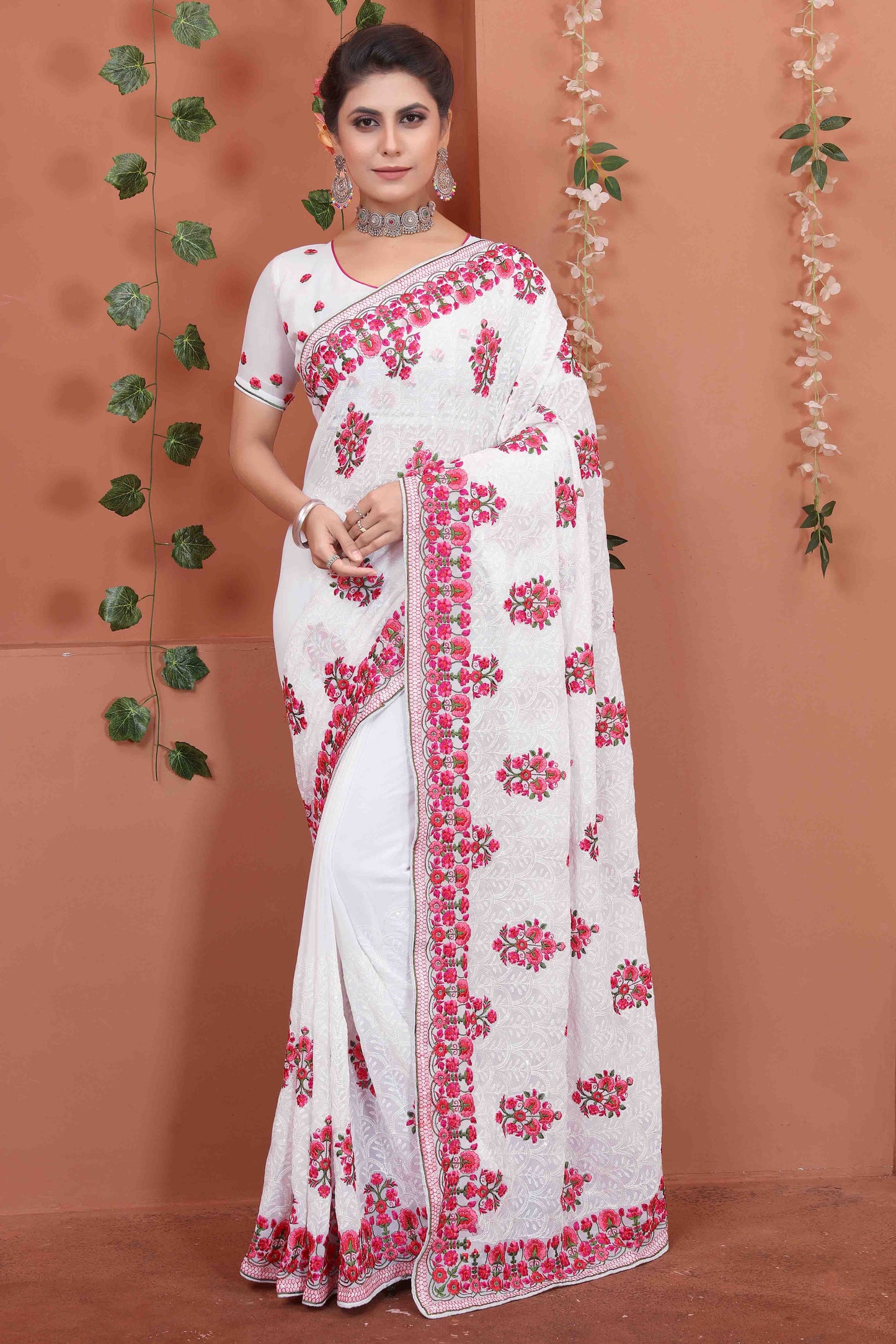 White Colour Georgette Designer Saree VSSD1090532