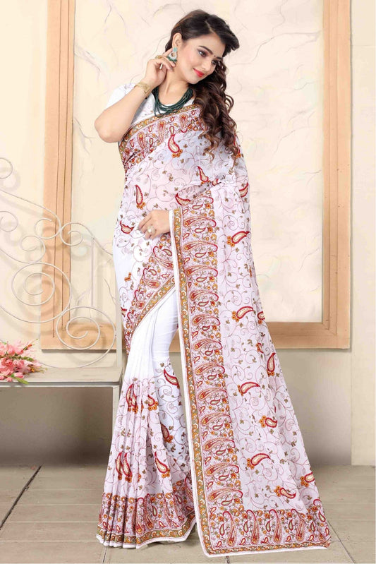 White Colour Georgette Designer Saree VSSD1120726