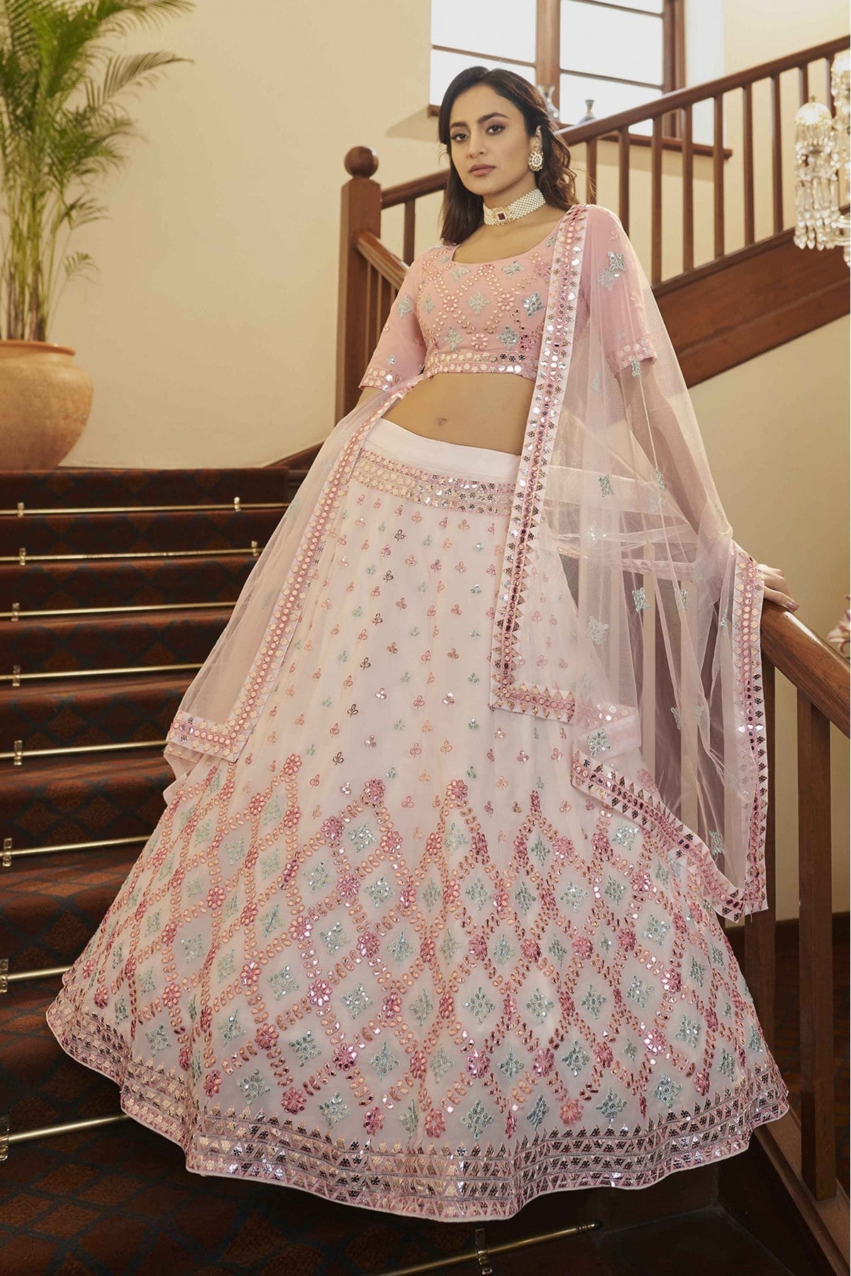 White Colour Georgette Gota Patti Work Lehenga Choli VSLC1150094