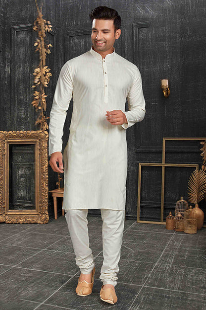White Colour Kurta Pajama In Cotton VSKP1210163